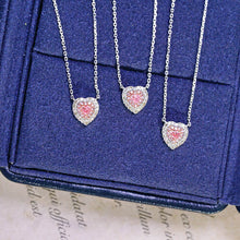 Load image into Gallery viewer, LUOWEND 18K White Gold Real Natural Pink Diamond Pendant Necklace for Women