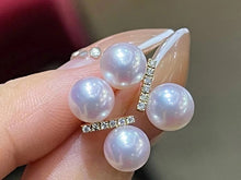 Load image into Gallery viewer, LUOWEND 18K Yellow Gold Real Natural Diamond and Akoya Pearl Earrings for Women