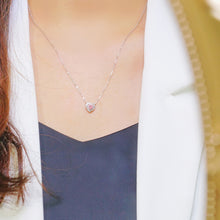 Load image into Gallery viewer, LUOWEND 18K White Gold Real Natural Pink Diamond Pendant Necklace for Women