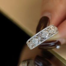 Load image into Gallery viewer, LUOWEND 18K White Gold Real Natural Diamond Ring for Women