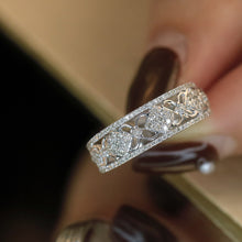 Load image into Gallery viewer, LUOWEND 18K White Gold Real Natural Diamond Ring for Women