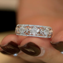 Load image into Gallery viewer, LUOWEND 18K White Gold Real Natural Diamond Ring for Women