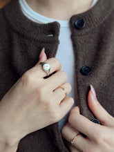 Load image into Gallery viewer, LUOWEND 18K White+Yellow Gold Ring for Women