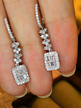 Load image into Gallery viewer, LUOWEND 18K White Gold Real Natural Diamond Drop Earrings for Women