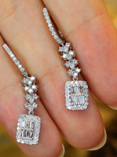 Load image into Gallery viewer, LUOWEND 18K White Gold Real Natural Diamond Drop Earrings for Women
