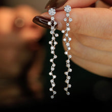 Load image into Gallery viewer, LUOWEND 18K White Gold Real Natural Diamond Drop Earrings for Women