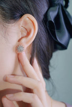 Load image into Gallery viewer, LUOWEND 18K White Gold Real Natural Diamond Stud Earrings for Women
