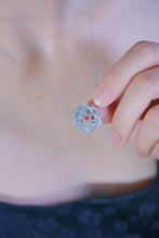 Load image into Gallery viewer, LUOWEND 18K White Gold Real Natural Pink Diamond Pendant Necklace for Women