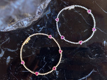 Load image into Gallery viewer, LUOWEND 18K White/Yellow Gold Natural Pink Sapphire Bracelet for Women