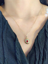 Load image into Gallery viewer, LUOWEND 18K Yellow Gold Real Natural Ruby and Diamond Gemstone Necklace for Women