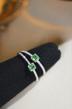 Load image into Gallery viewer, LUOWEND 18K White Gold Natural Green Diamond Ring for Women