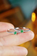 Load image into Gallery viewer, LUOWEND 18K White Gold Natural Green Diamond Ring for Women