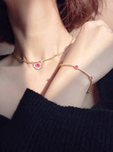 Load image into Gallery viewer, LUOWEND 18K White/Yellow Gold Natural Pink Sapphire Bracelet for Women