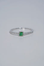 Load image into Gallery viewer, LUOWEND 18K White Gold Natural Green Diamond Ring for Women