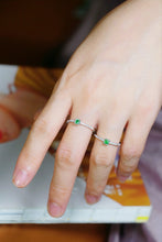 Load image into Gallery viewer, LUOWEND 18K White Gold Natural Green Diamond Ring for Women