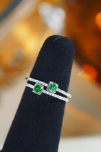 Load image into Gallery viewer, LUOWEND 18K White Gold Natural Green Diamond Ring for Women
