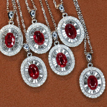Load image into Gallery viewer, LUOWEND 18K White Gold Real Natural Ruby and Diamond Gemstone Necklace for Women