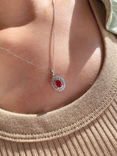 Load image into Gallery viewer, LUOWEND 18K White Gold Real Natural Ruby and Diamond Gemstone Necklace for Women