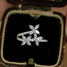 Load image into Gallery viewer, LUOWEND 18K White Gold Real Natural Diamond Ring for Women