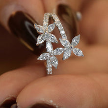 Load image into Gallery viewer, LUOWEND 18K White Gold Real Natural Diamond Ring for Women