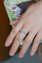 Load image into Gallery viewer, LUOWEND 18K White Gold Natural Green Diamond Ring for Women