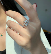 Load image into Gallery viewer, LUOWEND 18K White Gold Real Natural Diamond Ring for Women