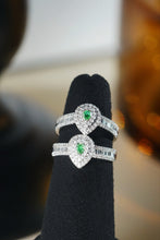 Load image into Gallery viewer, LUOWEND 18K White Gold Natural Green Diamond Ring for Women