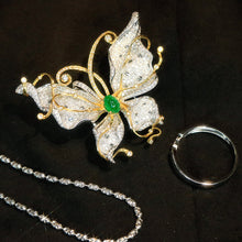 Load image into Gallery viewer, LUOWEND 18K White and Yellow Gold Real Natural Emerald and Diamond Necklace for Women