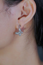 Load image into Gallery viewer, LUOWEND 18K White Gold Real Natural Diamond Drop Earrings for Women
