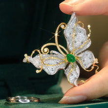 Load image into Gallery viewer, LUOWEND 18K White and Yellow Gold Real Natural Emerald and Diamond Necklace for Women