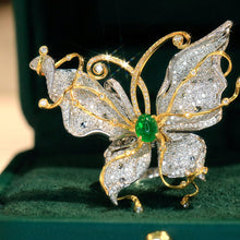 Load image into Gallery viewer, LUOWEND 18K White and Yellow Gold Real Natural Emerald and Diamond Necklace for Women