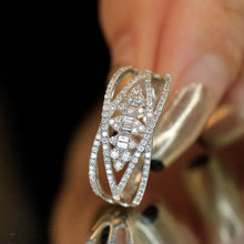 Load image into Gallery viewer, LUOWEND 18K White Gold Real Natural Diamond Ring for Women