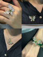 Load image into Gallery viewer, LUOWEND 18K White and Yellow Gold Real Natural Emerald and Diamond Necklace for Women
