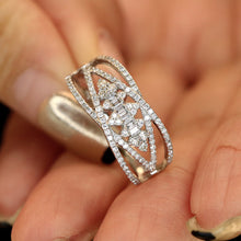 Load image into Gallery viewer, LUOWEND 18K White Gold Real Natural Diamond Ring for Women