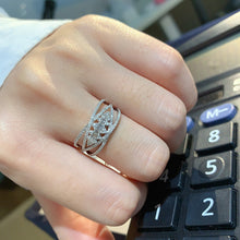 Load image into Gallery viewer, LUOWEND 18K White Gold Real Natural Diamond Ring for Women