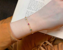 Load image into Gallery viewer, LUOWEND 18K Yellow Gold Natural Gemstone Bracelet for Women