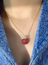 Load image into Gallery viewer, LUOWEND 18K Yellow Gold Natural Ruby Pendant for Women