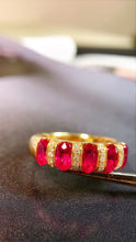 Load image into Gallery viewer, LUOWEND 18K Yellow Gold Real Natural Ruby Ring for Women