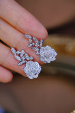 Load image into Gallery viewer, LUOWEND 18K White Gold Real Natural Diamond Drop Earrings for Women