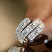 Load image into Gallery viewer, LUOWEND 18K White Gold Real Natural Diamond Ring for Women