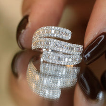 Load image into Gallery viewer, LUOWEND 18K White Gold Real Natural Diamond Ring for Women