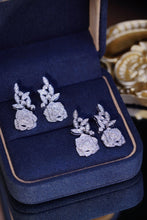 Load image into Gallery viewer, LUOWEND 18K White Gold Real Natural Diamond Drop Earrings for Women