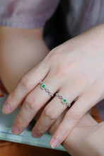 Load image into Gallery viewer, LUOWEND 18K White Gold Natural Green Diamond Ring for Women