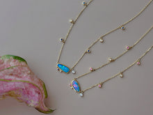 Load image into Gallery viewer, LUOWEND 18K Yellow Gold Natural Crystal Opal Necklace for Women