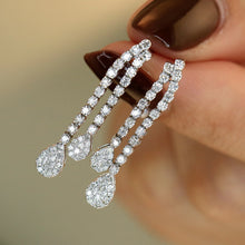 Load image into Gallery viewer, LUOWEND 18K White Gold Real Natural Diamond Drop Earrings for Women
