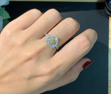 Load image into Gallery viewer, LUOWEND 18K White Gold Real Natural Yellow Diamond Ring for Women
