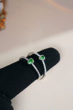 Load image into Gallery viewer, LUOWEND 18K White Gold Natural Green Diamond Ring for Women