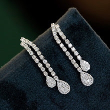 Load image into Gallery viewer, LUOWEND 18K White Gold Real Natural Diamond Drop Earrings for Women