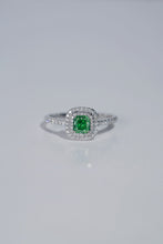 Load image into Gallery viewer, LUOWEND 18K White Gold Real Natural Green Diamond Ring for Women