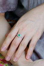 Load image into Gallery viewer, LUOWEND 18K White Gold Real Natural Green Diamond Ring for Women